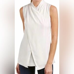 CAbi Ivory Wraparound Sleeveless Draped Tank Blouse, Size 8